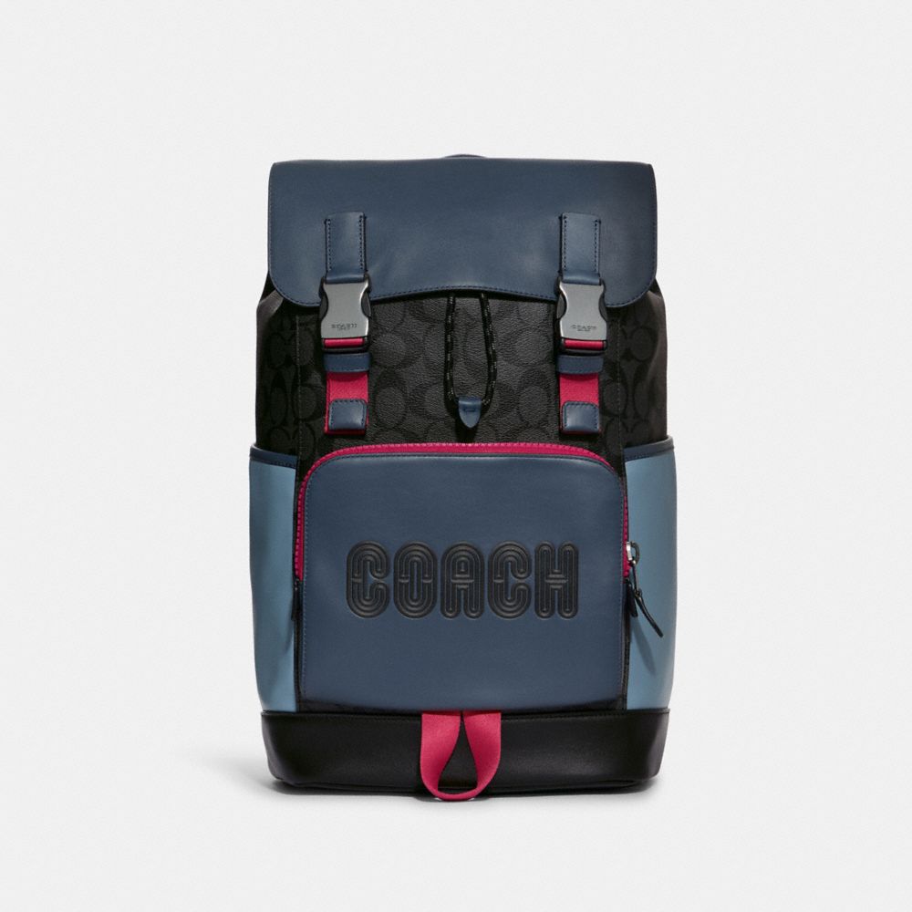 COACH® Track Backpack In Colorblock Signature Canvas With Coach