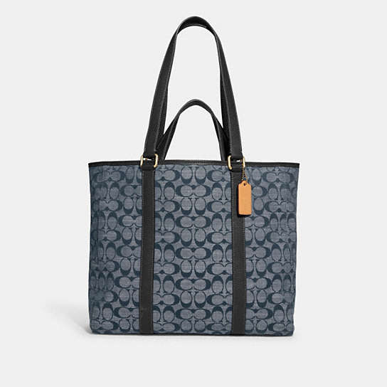 COACH OUTLET® | Hudson Double Handle Tote In Signature Chambray COACH OUTLET® | Hudson Double Handle Tote In Signature Chambray
