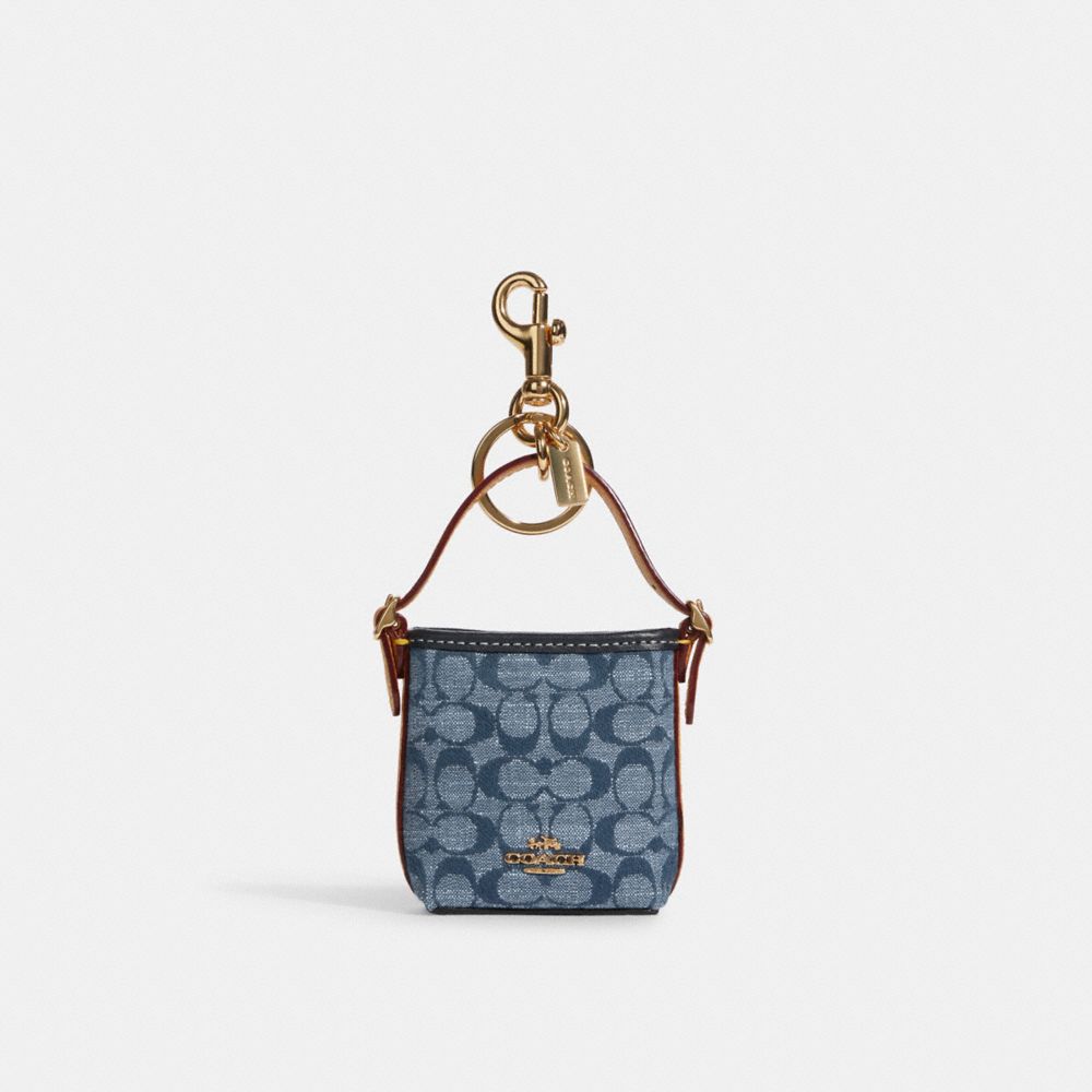 COACH® Mini Val Duffle Bag Charm In Signature Chambray