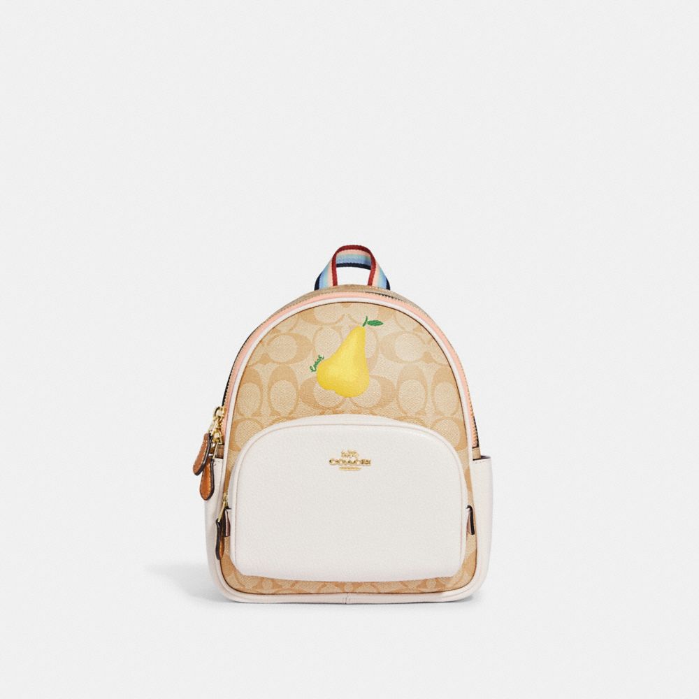 COACH® Mini Court Backpack In Signature Canvas With Pear