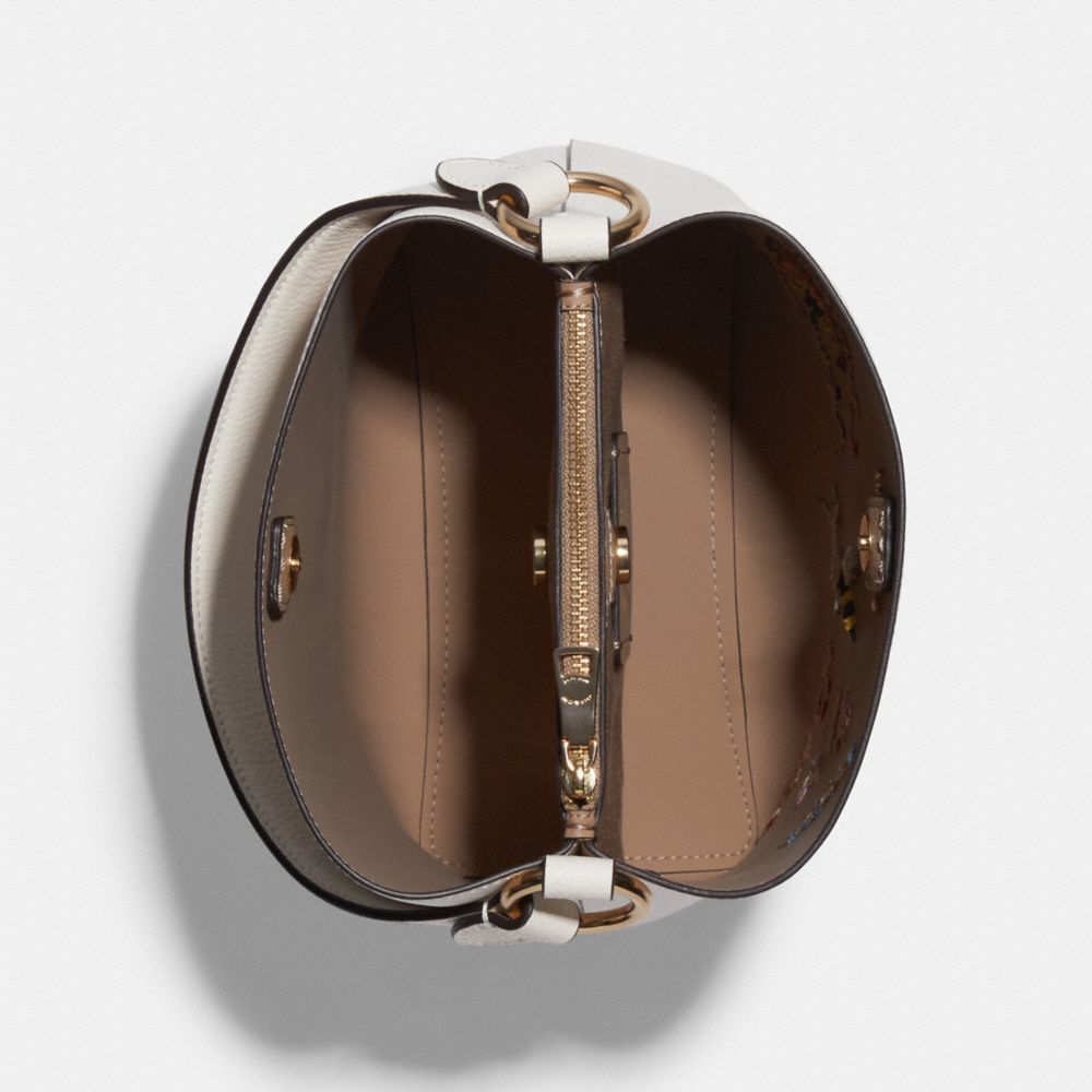 COACH®,Small Town Bucket Bag With Diary Embroidery,,Inside View,Top View