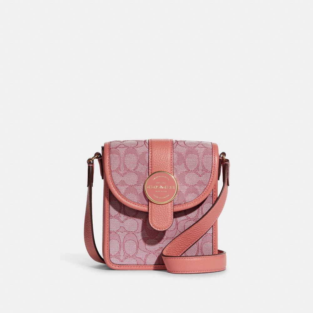 COACH®,North/South Lonnie Crossbody In Signature Jacquard,,Front View