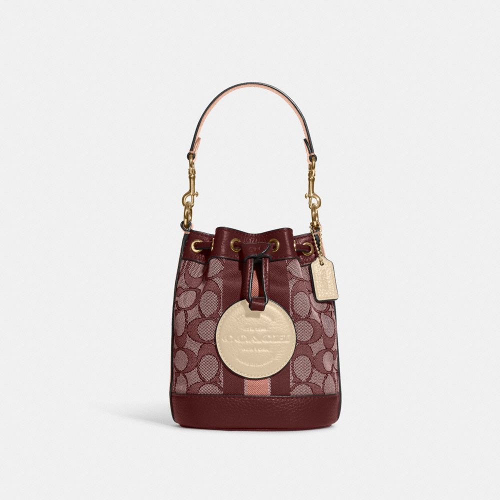 Coach Mini Dempsey Bucket Bag In Signature Canvas With Dancing Kitten ...