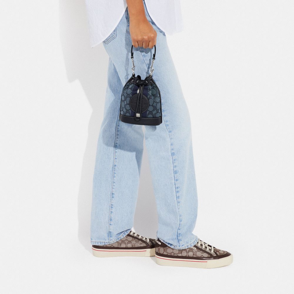 COACH OUTLET® | Mini Dempsey Bucket Bag In Signature Jacquard With Stripe  And Coach Patch