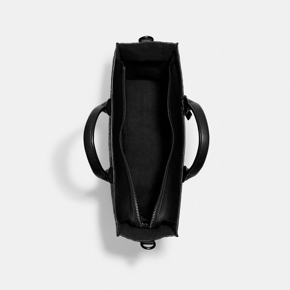 COACH®,GOTHAM TALL TOTE IN SIGNATURE LEATHER,Polished Pebble Leather,Large,Black Copper/Black,Inside View,Top View