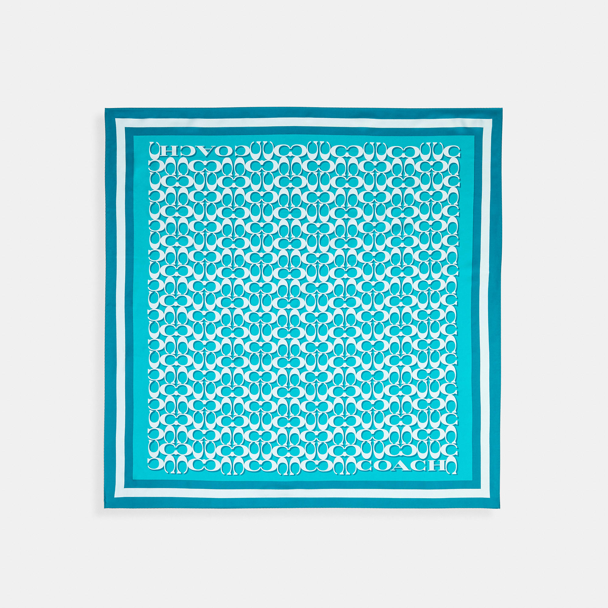 Coach Outlet Signature Print Silk Square Scarf In Blue