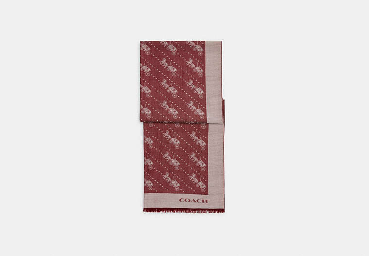 COACH®,HORSE AND CARRIAGE DOT PRINT WRAP,wool,Cherry,Front View