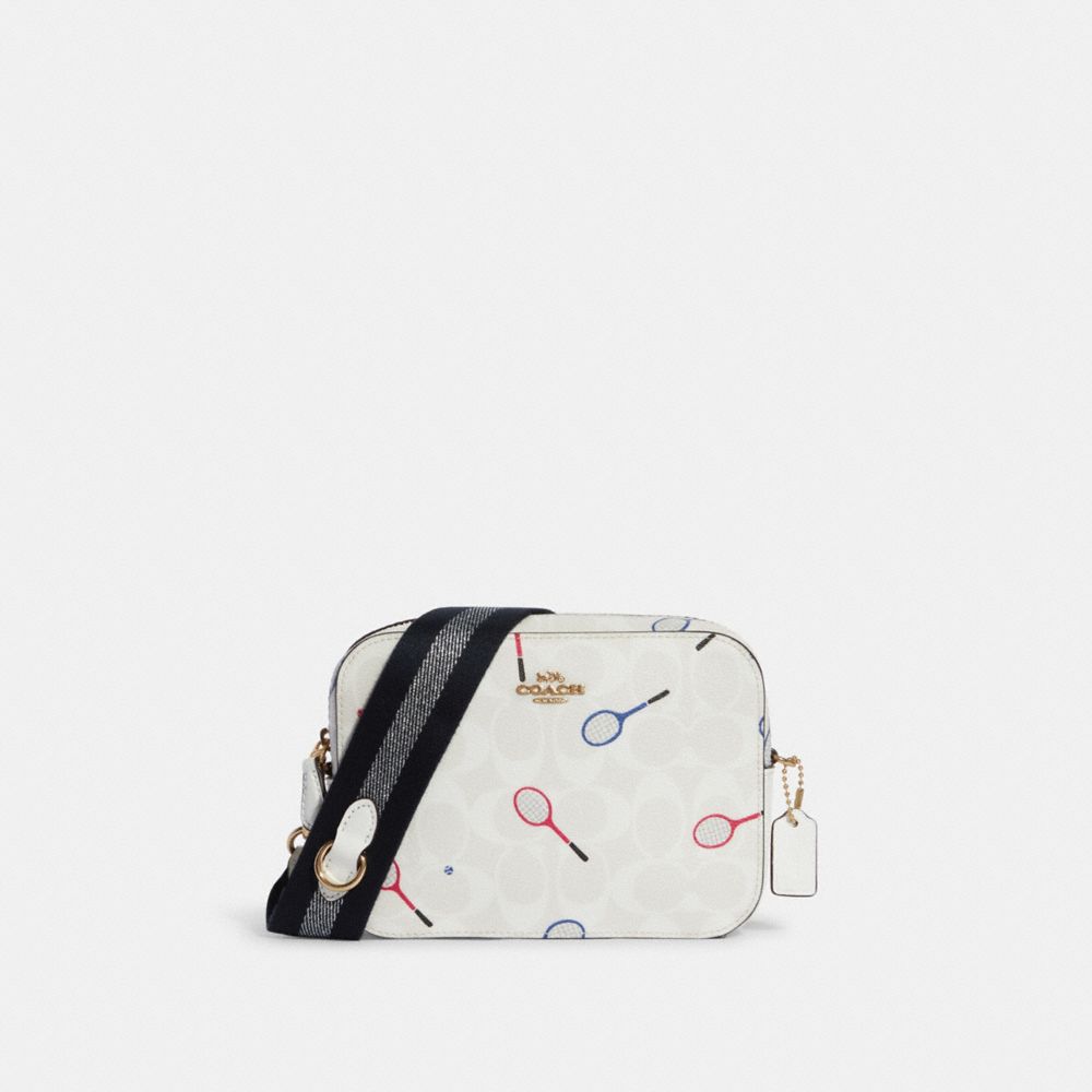 COACH® Mini Camera Bag In Signature Canvas With Racquet Print