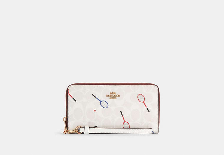 Long Zip Around Wallet In Signature Canvas With Racquet Print Long Zip Around Wallet In Signature Canvas With Racquet Print