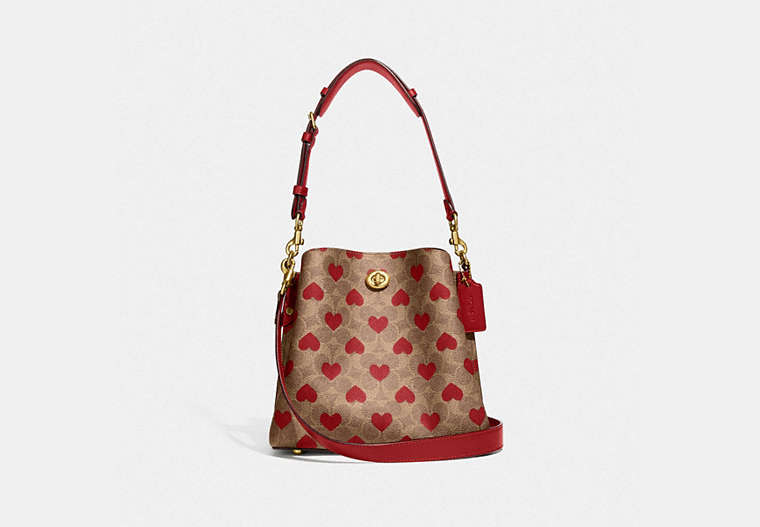 Willow Bucket Bag In Signature Canvas With Heart Print