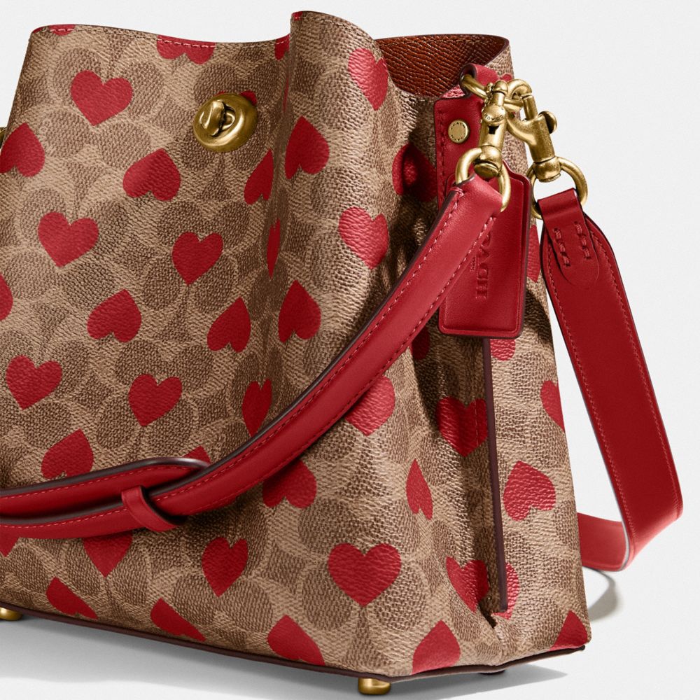 COACH® | Willow Bucket Bag In Signature Canvas With Heart Print