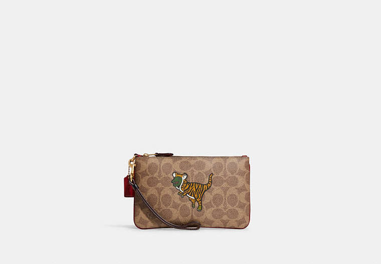 Lunar New Year Small Wristlet In Signature Canvas With Tiger Rexy