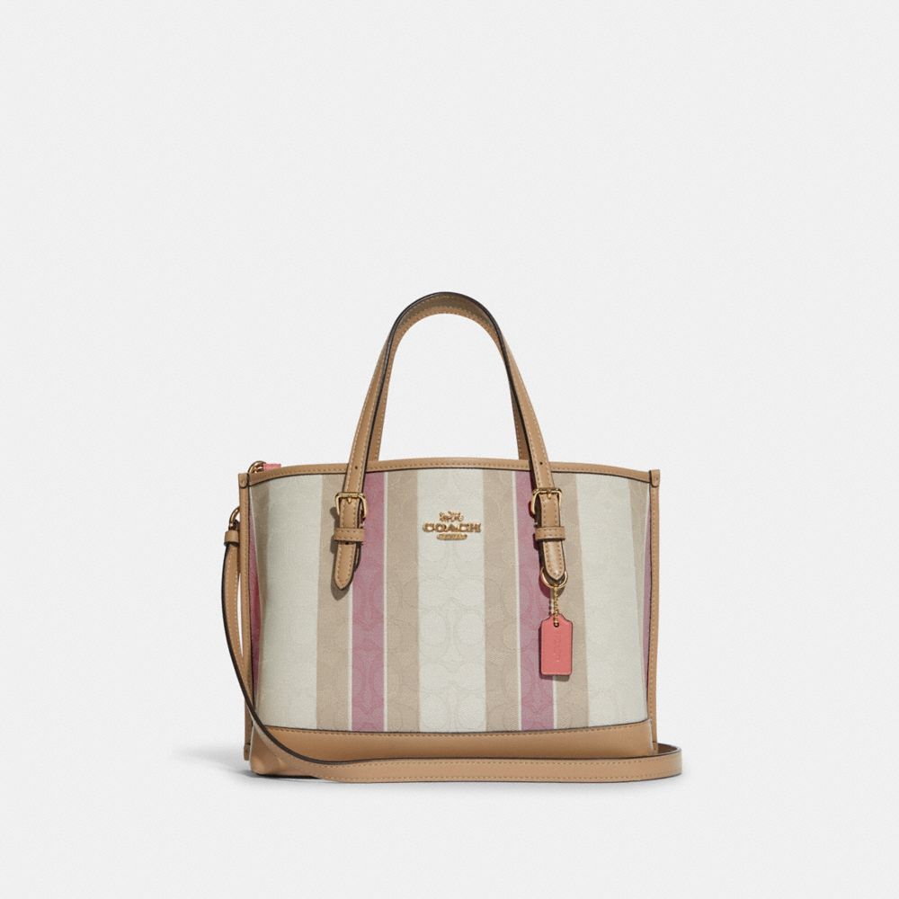 Coach Outlet Mollie Tote 25 In Signature Jacquard With Stripes In Pink
