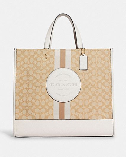 COACH® | Dempsey Tote 22 In Signature Jacquard With Coach Patch