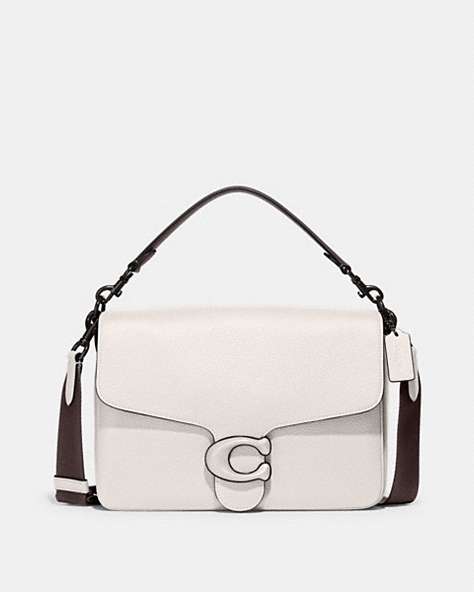 COACH®,SOFT TABBY MESSENGER,Smooth Leather/Pebble Leather,Medium,Chalk,Front View