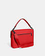 COACH®,SOFT TABBY MESSENGER IN SIGNATURE LEATHER,Pebbled Leather,Medium,Sport Red,Angle View