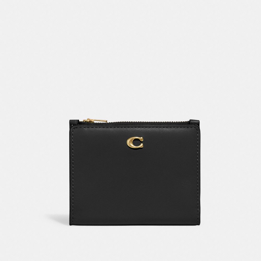 Coach Bifold Snap Wallet In Brass/black