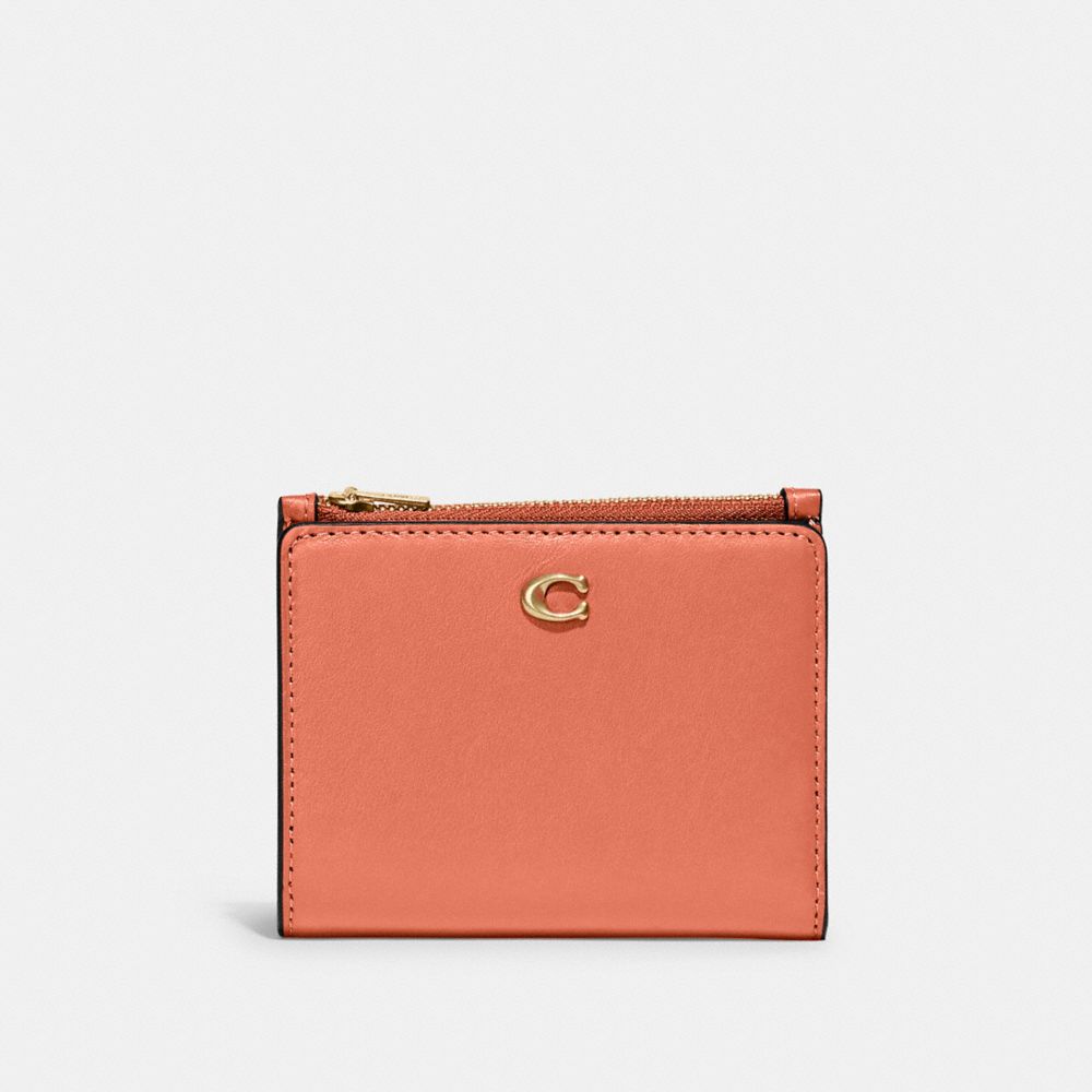 Coach Bifold Snap Wallet In Brass/light Coral