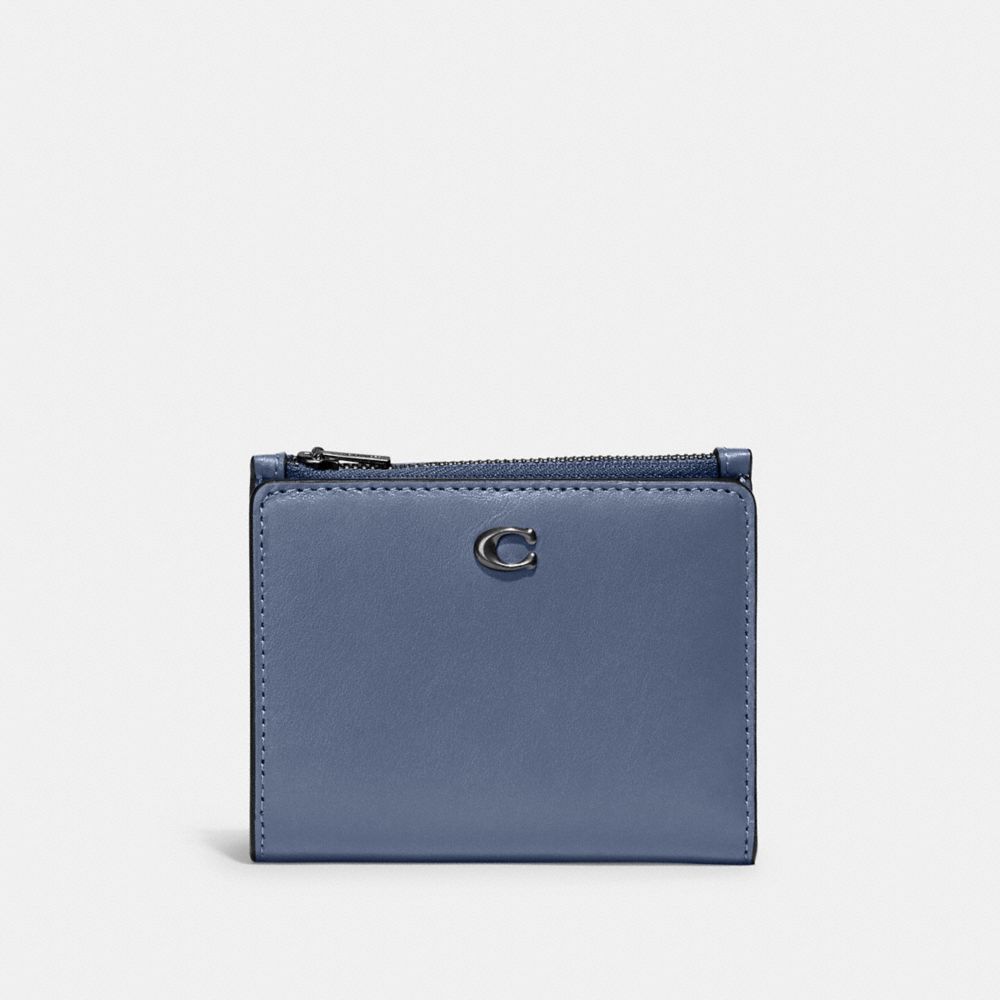 Coach Bifold Snap Wallet In Pewter/washed Chambray