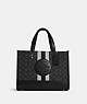 COACH®,DEMPSEY CARRYALL IN SIGNATURE JACQUARD WITH STRIPE AND COACH PATCH,Jacquard,Large,Travel,Silver/Black Smoke Black Multi,Front View