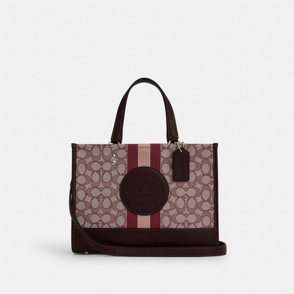 COACH®,Dempsey Carryall Bag In Signature Jacquard With Stripe And Coach Patch,Leather,Recycled Polyester,Cotton Blend,Tote...,,Front View