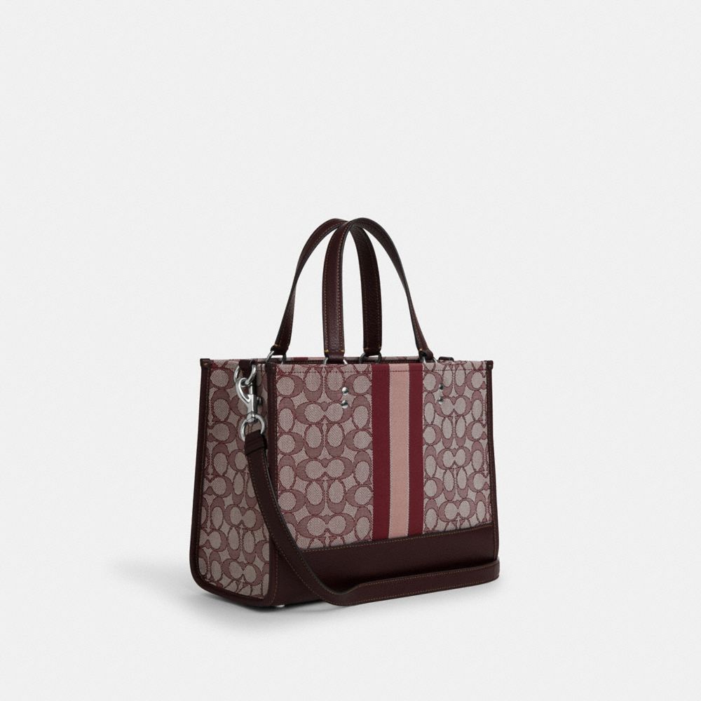 COACH®,Dempsey Carryall Bag In Signature Jacquard With Stripe And Coach Patch,Leather,Recycled Polyester,Cotton Blend,Tote...,,Angle View
