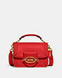 COACH®,HERO SHOULDER BAG,Glovetanned Leather,Small,Brass/Sport Red,Front View