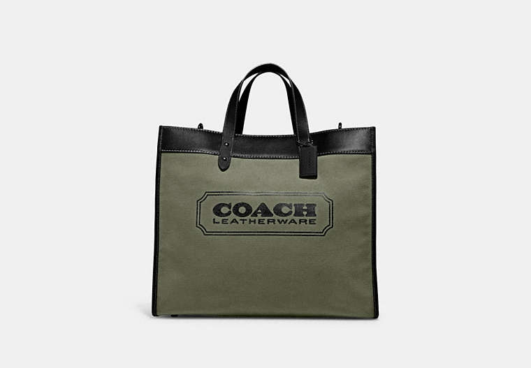 Field Tote 40 In Organic Cotton Canvas With Coach Badge