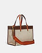 COACH®,FIELD TOTE 30 WITH COACH BADGE,Brass/Dark Natural Multi,Angle View