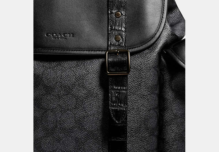 Hitch Backpack In Signature Canvas With Crocodile Detail