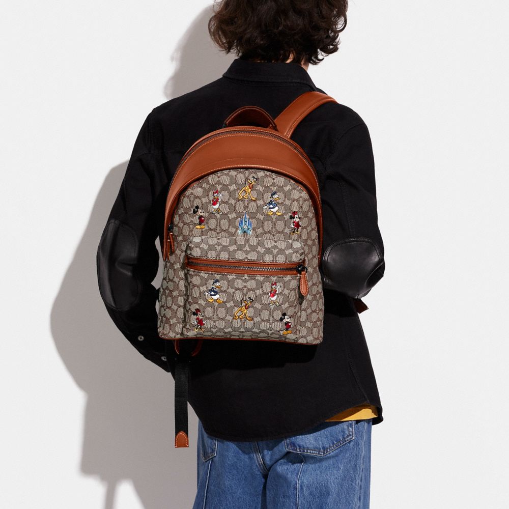 COACH® | Disney X Coach Charter Backpack In Signature Textile Jacquard With Mickey  Mouse And Friends Embroidery