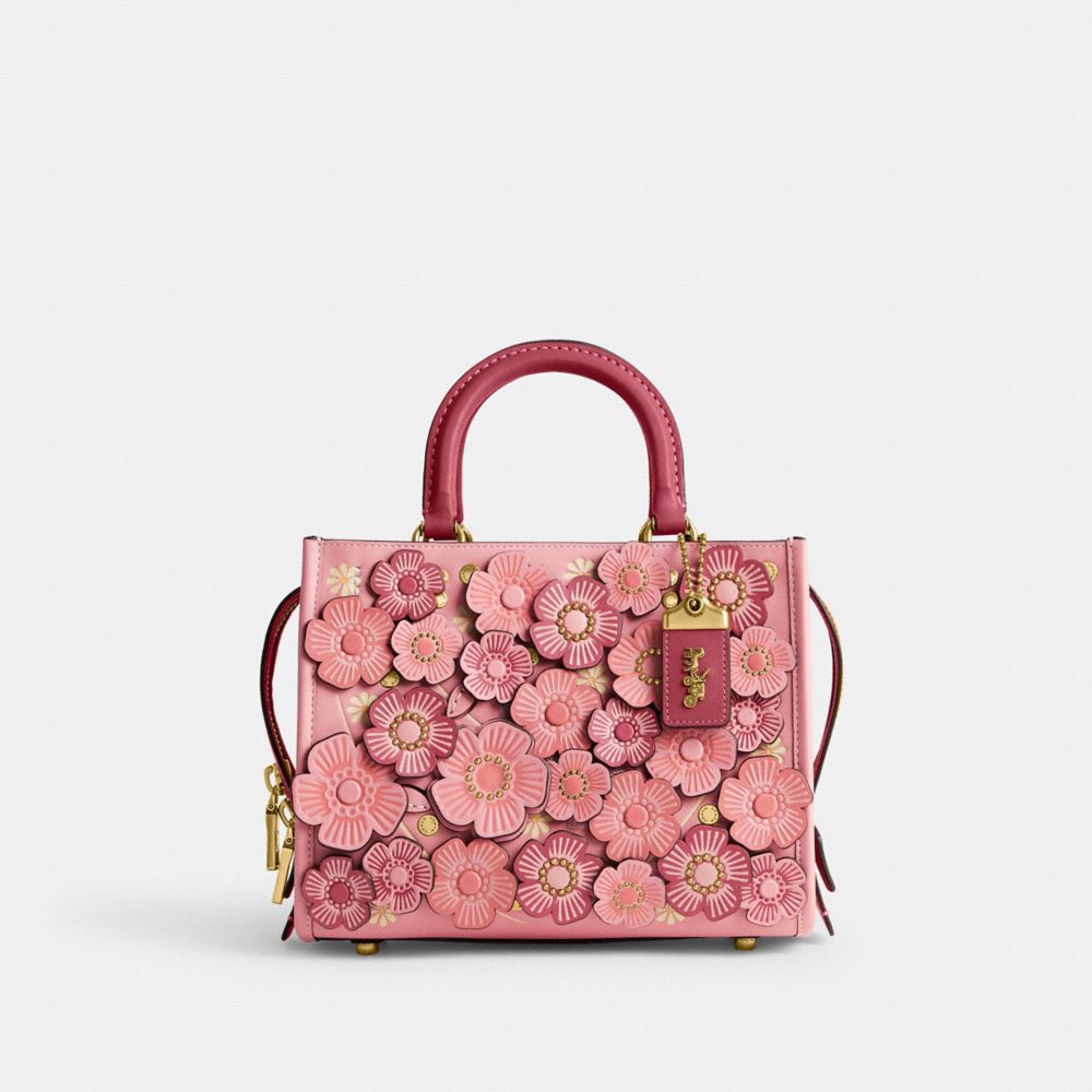 Coach Rogue 25 In Colorblock With Tea Rose In Brass/bubblegum