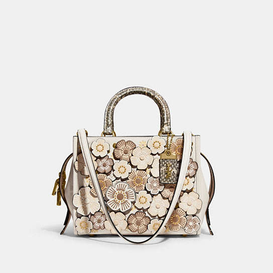 Coach Rogue 25 In Colorblock With Tea Rose And Snakeskin Detail