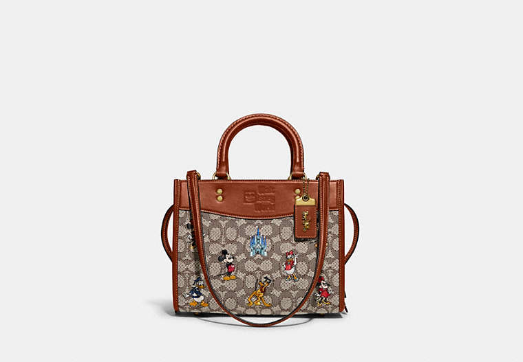 Disney X Coach Rogue 25 In Signature Textile Jacquard With Mickey Mouse And Friends Embroidery