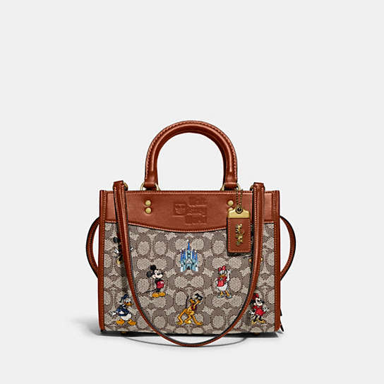 Disney X Coach Rogue 25 In Signature Textile Jacquard With Mickey 