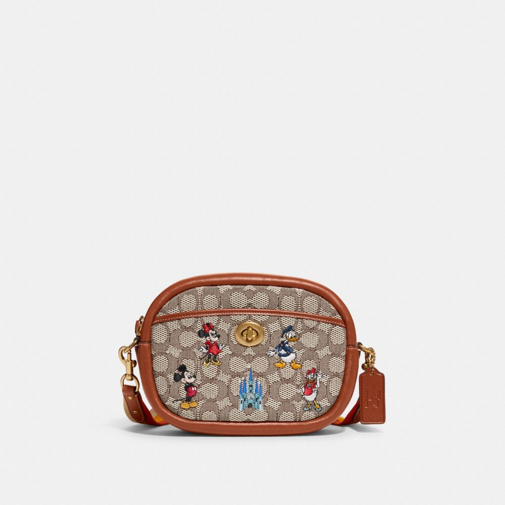 公式 Coach コーチ Disney X Coach カメラ バッグ シグネチャー ウィズ ミッキーマウス アンド フレンズ エンブロイダリー ボディバッグ 斜めがけバッグ