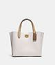 COACH®,WILLOW TOTE 24 IN COLORBLOCK,Polished Pebble Leather,Medium,Brass/Chalk Multi,Front View