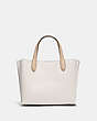 COACH®,WILLOW TOTE 24 IN COLORBLOCK,Polished Pebble Leather,Medium,Brass/Chalk Multi,Back View