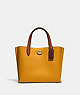COACH®,WILLOW TOTE 24 IN COLORBLOCK,Polished Pebble Leather,Medium,Brass/Buttercup Multi,Front View