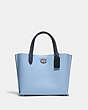 COACH®,WILLOW TOTE 24 IN COLORBLOCK,Polished Pebble Leather,Medium,Silver/Pool Multi,Front View