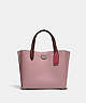 COACH®,WILLOW TOTE 24 IN COLORBLOCK,Polished Pebble Leather,Medium,Silver/Faded Purple,Front View
