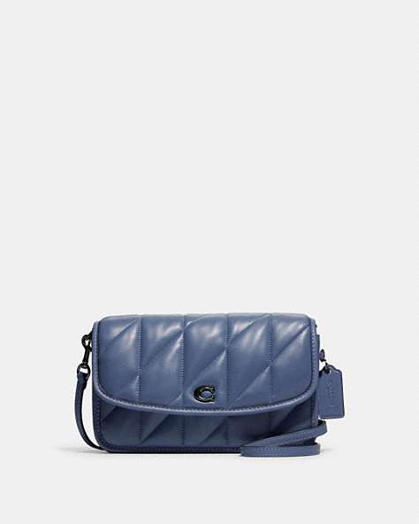 COACH®,HAYDEN CROSSBODY WITH QUILTING,Nappa leather,Mini,Guest,Pewter/Washed Chambray,Front View