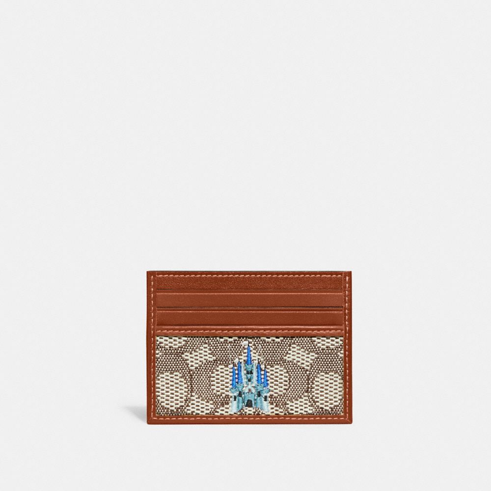 COACH® | Disney X Coach Card Case In Signature Textile Jacquard With Castle  Embroidery