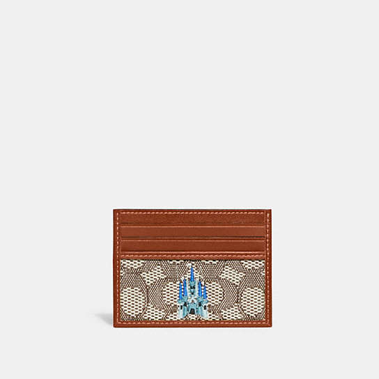 COACH® | Disney X Coach Card Case In Signature Textile Jacquard With Castle  Embroidery