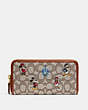 Disney X Coach Accordion Zip Wallet In Signature Textile Jacquard With Mickey Mouse And Friends Embroidery