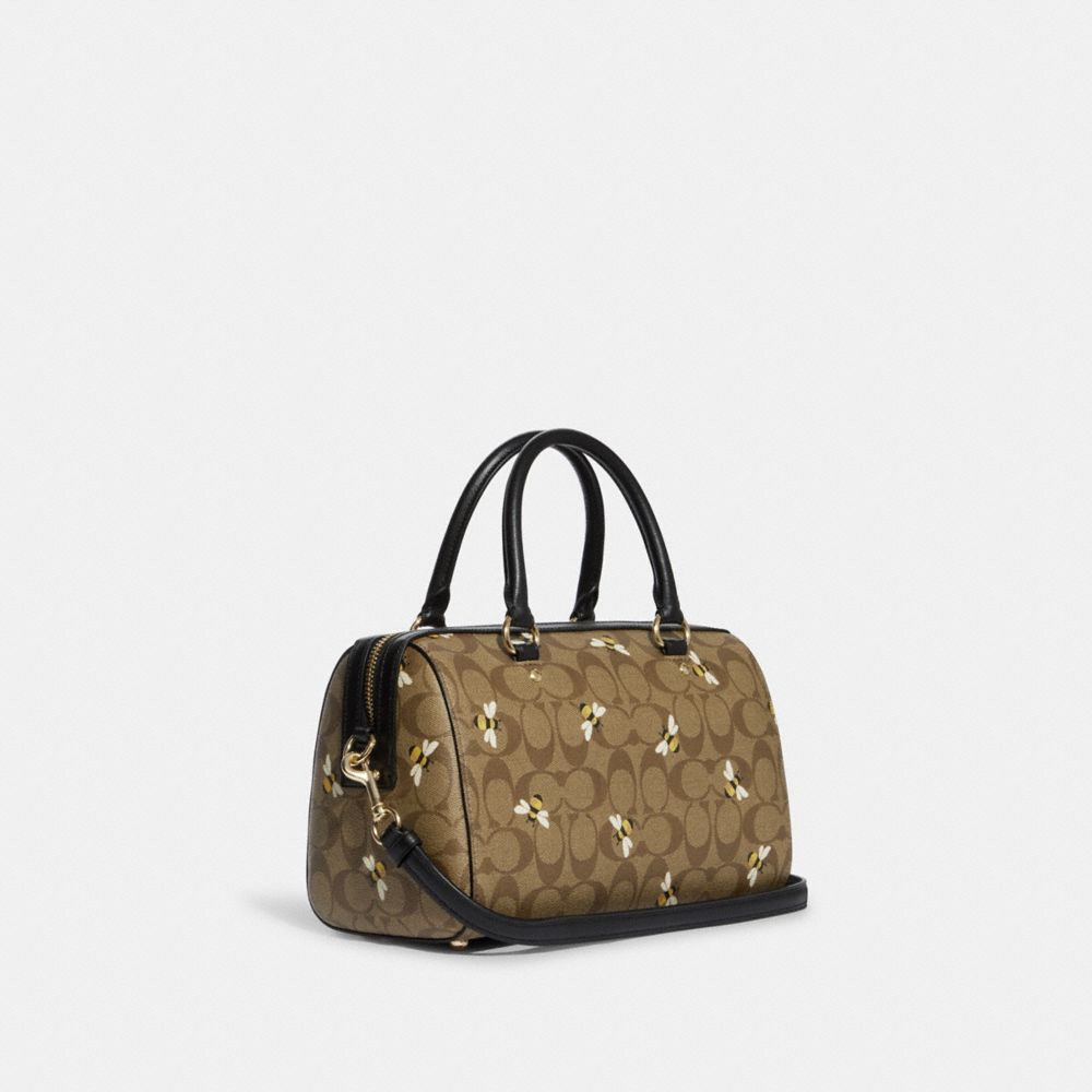 COACH®,Rowan Satchel Bag In Signature Canvas With Bee Print,,Angle View