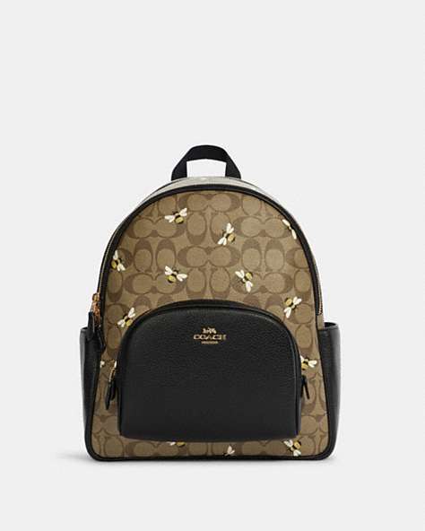 Court Backpack In Signature Canvas With Bee Print