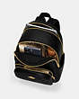 COACH®,MINI COURT BACKPACK,Pebbled Leather,Medium,Gold/Black,Inside View, Top View