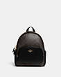 COACH®,MINI COURT BACKPACK IN SIGNATURE CANVAS,pvc,Medium,Gold/Brown Black,Front View