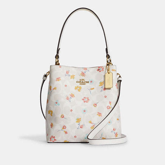 NEW Coach Small Town Bucket Bag Signature Canvas With Mystical Floral ...
